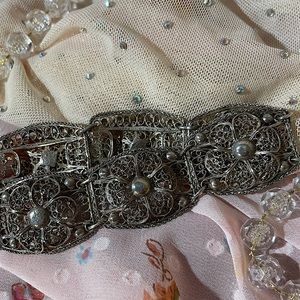 Vintage Sterling Silver Hand-Made Flower Wristlet/Bracelet